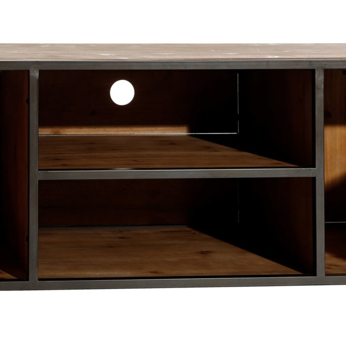 BigBuy Home Meuble de télévision CÉSARE 150 x 40 x 49 cm Noir Métal Bois Marron