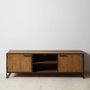 BigBuy Home Meuble de télévision CÉSARE 150 x 40 x 49 cm Noir Métal Bois Marron