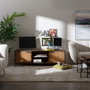 BigBuy Home Meuble de télévision CÉSARE 150 x 40 x 49 cm Noir Métal Bois Marron