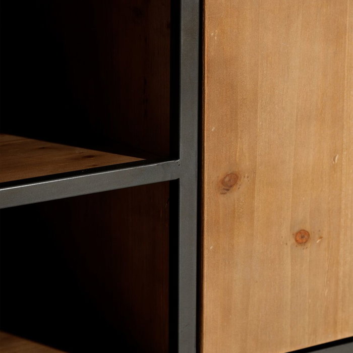 BigBuy Home Meuble de télévision CÉSARE 150 x 40 x 49 cm Noir Métal Bois Marron