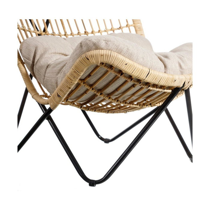 BigBuy Home Fauteuil en Fibre naturelle Noir et Naturel