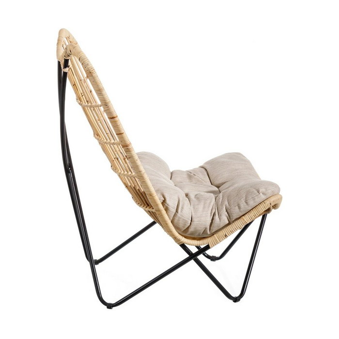 BigBuy Home Fauteuil en Fibre naturelle Noir et Naturel