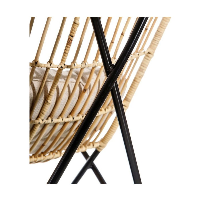 BigBuy Home Fauteuil en Fibre naturelle Noir et Naturel