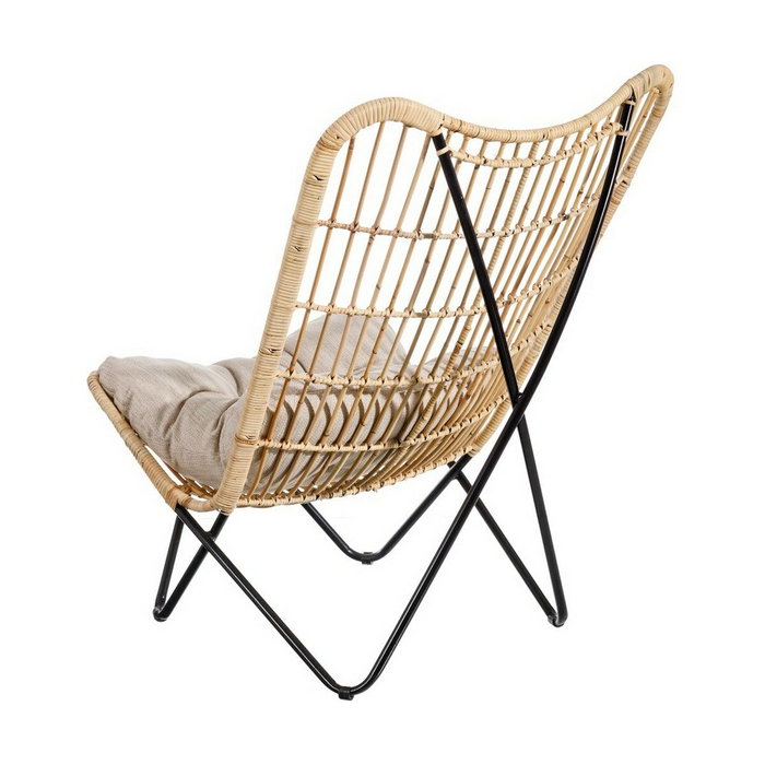 BigBuy Home Fauteuil en Fibre naturelle Noir et Naturel