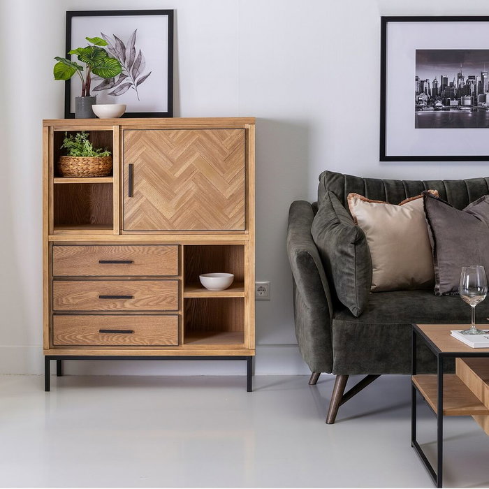 BigBuy Home Buffet SPIKE Noir et Naturel