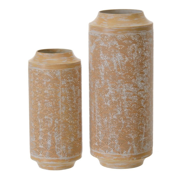 BigBuy Home Bougeoir Naturel Métal 26,5 x 26,5 x 65,5 cm