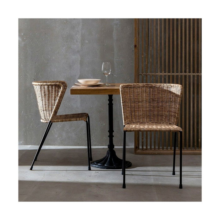 BigBuy Home Chaise de Salle à Manger Naturel Noir