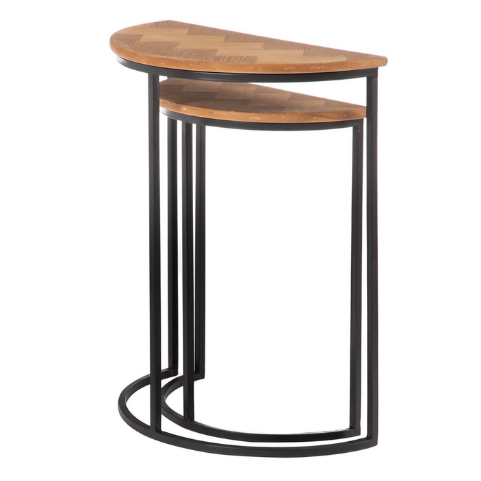 BigBuy Home Table d'appoint Marron Noir (Lot de 2) BigBuy Home Table d'appoint Marron Noir (Lot de 2)