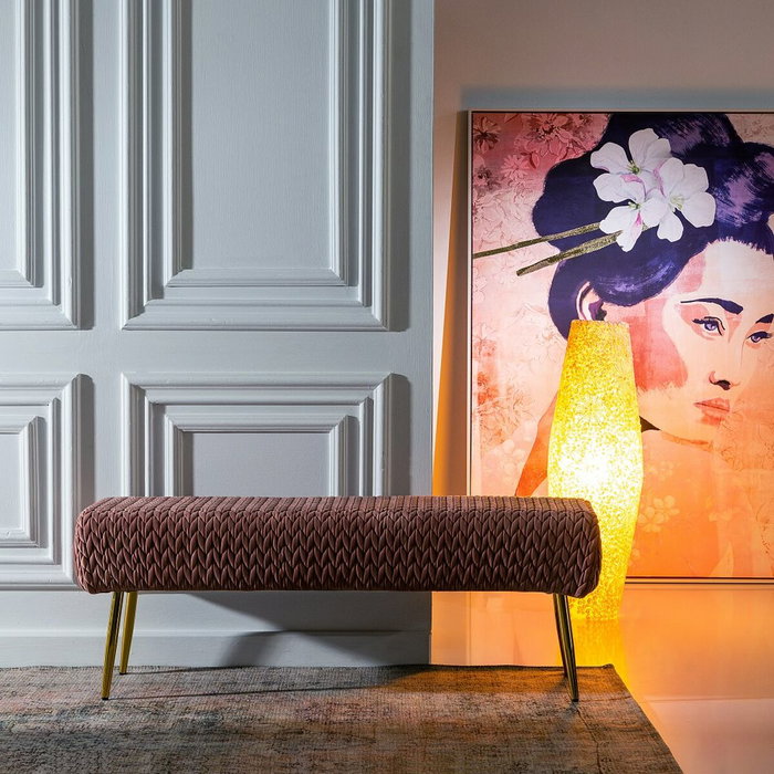 BigBuy Home Banquette Rose en Tissu Synthétique et Métal