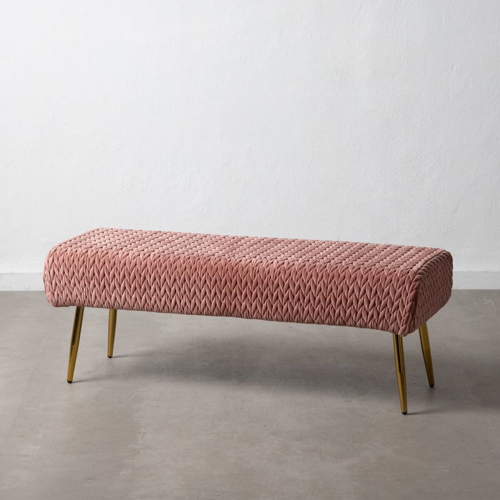 BigBuy Home Banquette Rose en Tissu Synthétique et Métal