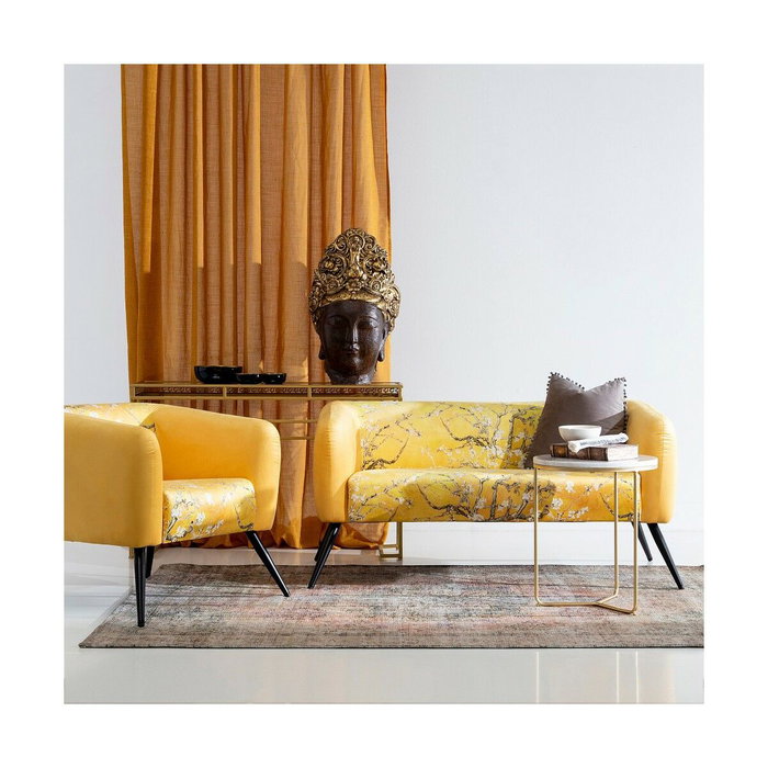 BigBuy Garden Canapé de jardin 140 x 71 x 71 cm Velours Jaune