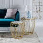 BigBuy Home Table d'appoint Circulaire en Marbre et Métal Doré