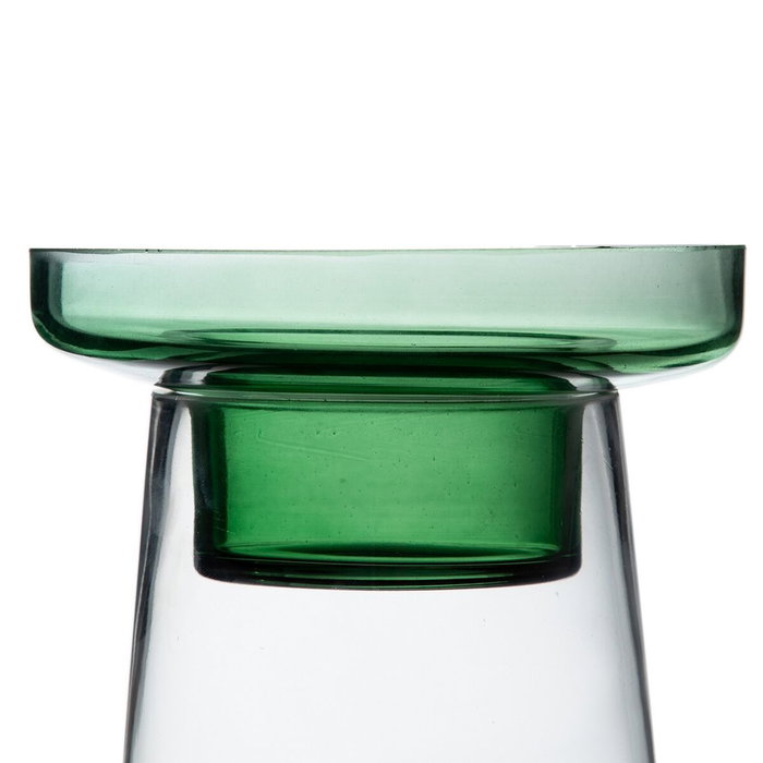 BigBuy Home Bougeoir Vert en Verre 16,5 x 16,5 x 28,5 cm