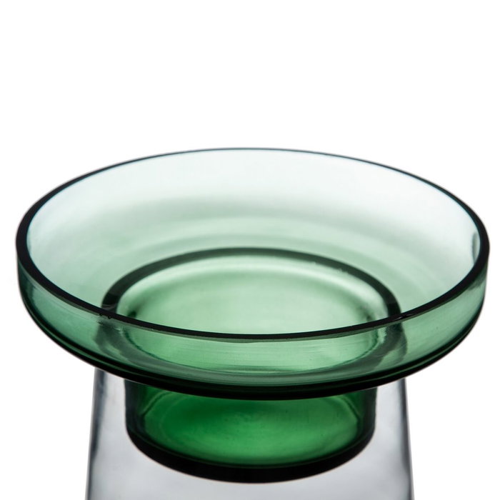 BigBuy Home Bougeoir Vert en Verre 16,5 x 16,5 x 28,5 cm