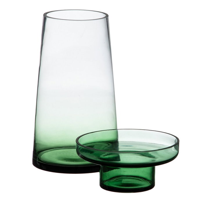BigBuy Home Bougeoir Vert en Verre 16,5 x 16,5 x 28,5 cm