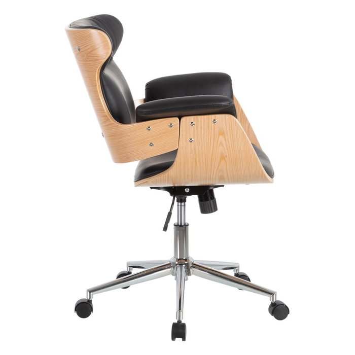 BigBuy Home Chaise de Bureau Noir Naturel 68 x 62 x 85 cm