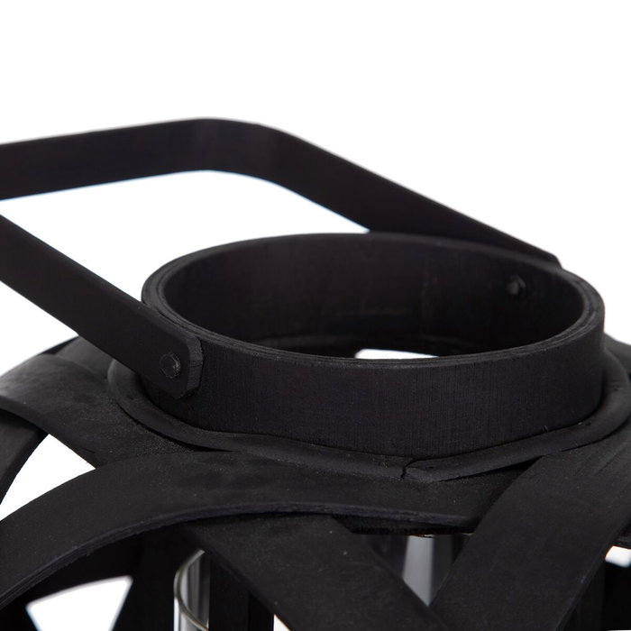 BigBuy Home Lanterne Bougeoir Noir Bambou 30 x 30 x 26 cm