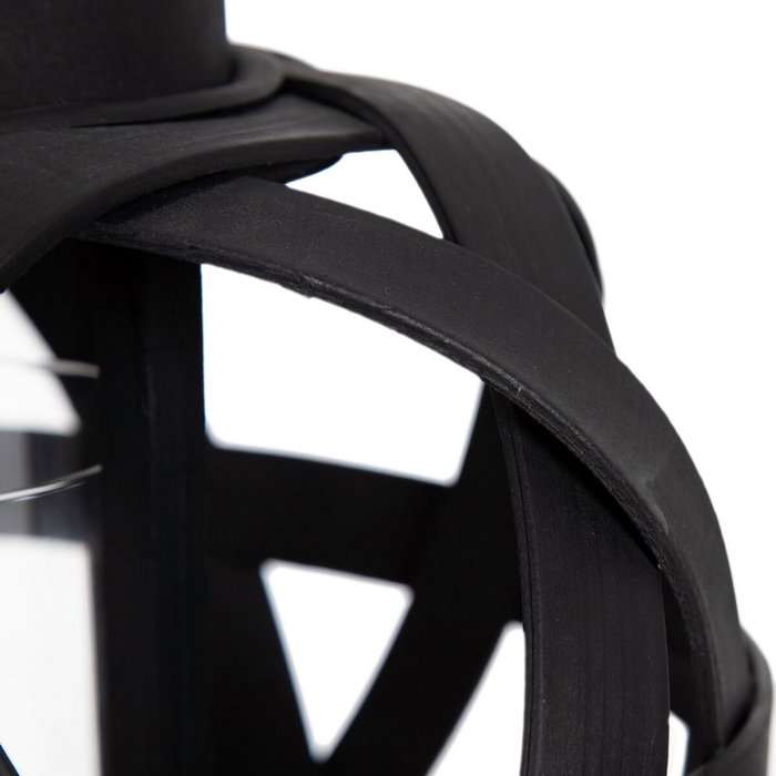 BigBuy Home Lanterne Bougeoir Noir Bambou 30 x 30 x 26 cm