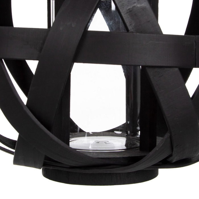 BigBuy Home Lanterne Bougeoir Noir Bambou 30 x 30 x 26 cm