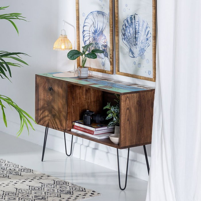 BigBuy Home Buffet Bleu et Marron en Bois et Métal BigBuy Home Buffet Bleu et Marron en Bois et Métal