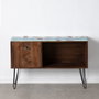 BigBuy Home Buffet Bleu et Marron en Bois et Métal