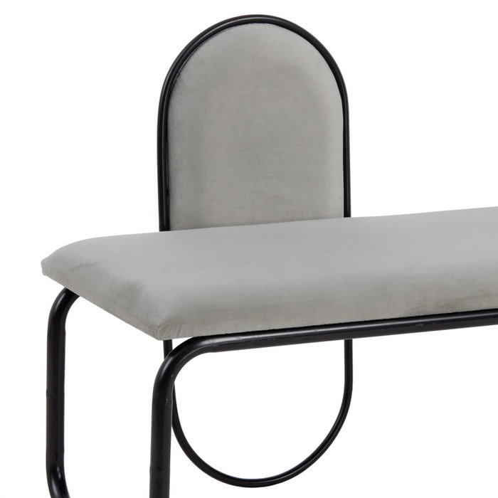 BigBuy Home Banquette en Tissu Synthétique Gris et Métal BigBuy Home Banquette en Tissu Synthétique Gris et Métal