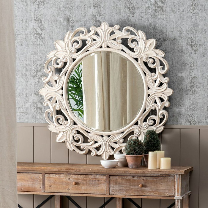 BigBuy Home Miroir mural Blanc 71 cm BigBuy Home Miroir mural Blanc 71 cm