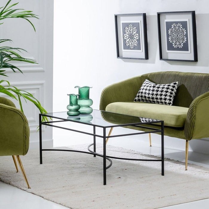 BigBuy Home Table Basse Rectangulaire Verre et Métal Noir BigBuy Home Table Basse Rectangulaire Verre et Métal Noir