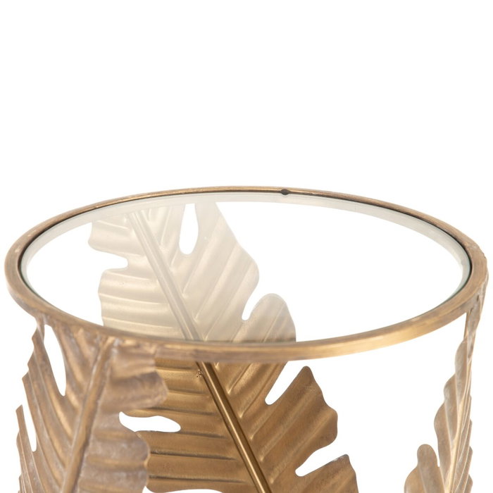 BigBuy Home Table d'appoint Volets Verre Doré Métal BigBuy Home Table d'appoint Volets Verre Doré Métal