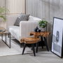 BigBuy Home Table d'appoint circulaire en bois de teck Noir et Naturel