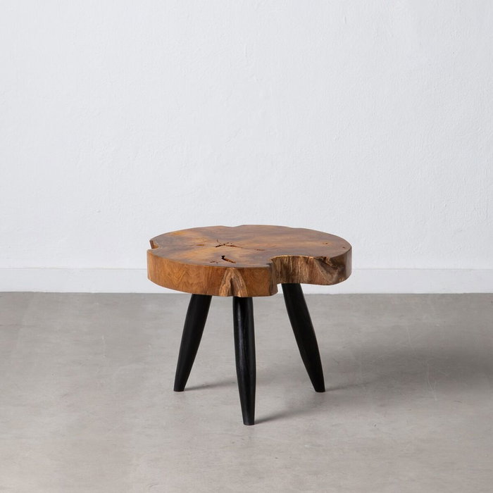 BigBuy Home Table d'appoint circulaire en bois de teck Noir et Naturel BigBuy Home Table d'appoint circulaire en bois de teck Noir et Naturel