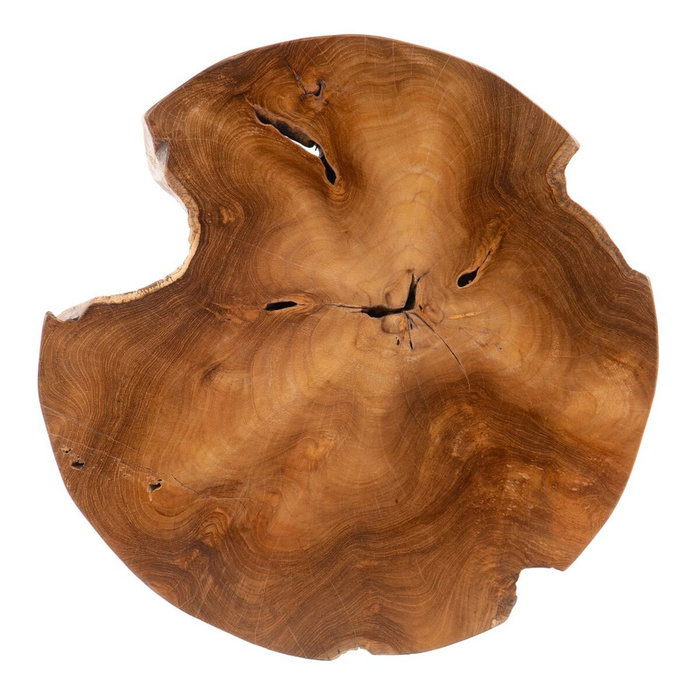 BigBuy Home Table d'appoint circulaire en bois de teck Noir et Naturel BigBuy Home Table d'appoint circulaire en bois de teck Noir et Naturel