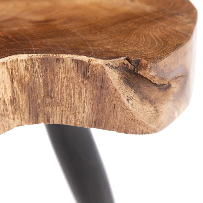 BigBuy Home Table d'appoint circulaire en bois de teck Noir et Naturel BigBuy Home Table d'appoint circulaire en bois de teck Noir et Naturel
