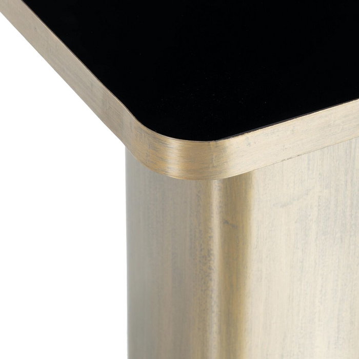BigBuy Home Table d'appoint Verre Noir et Doré