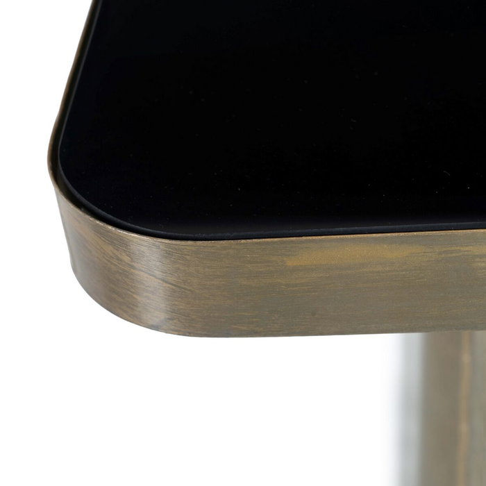 BigBuy Home Table d'appoint Carrée Verre Noir et Doré