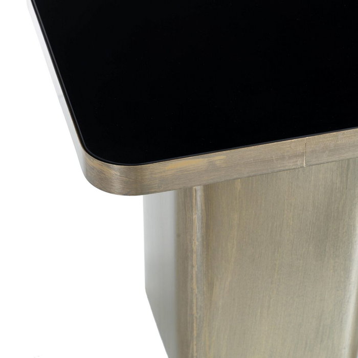 BigBuy Home Table d'appoint Carrée Verre Noir et Doré