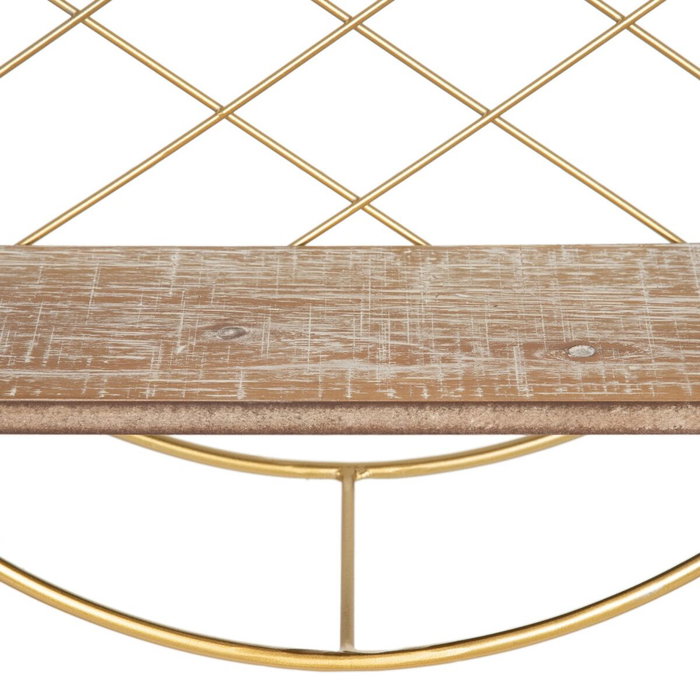 Etagère Naturel Doré Métal Bois 43 x 13 x 43 cm Etagère Naturel Doré Métal Bois 43 x 13 x 43 cm
