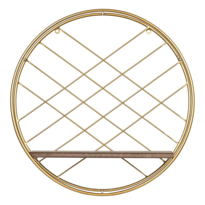 Etagère Naturel Doré Métal Bois 43 x 13 x 43 cm Etagère Naturel Doré Métal Bois 43 x 13 x 43 cm