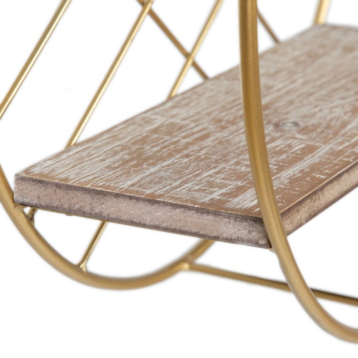 Etagère Naturel Doré Métal Bois 43 x 13 x 43 cm Etagère Naturel Doré Métal Bois 43 x 13 x 43 cm