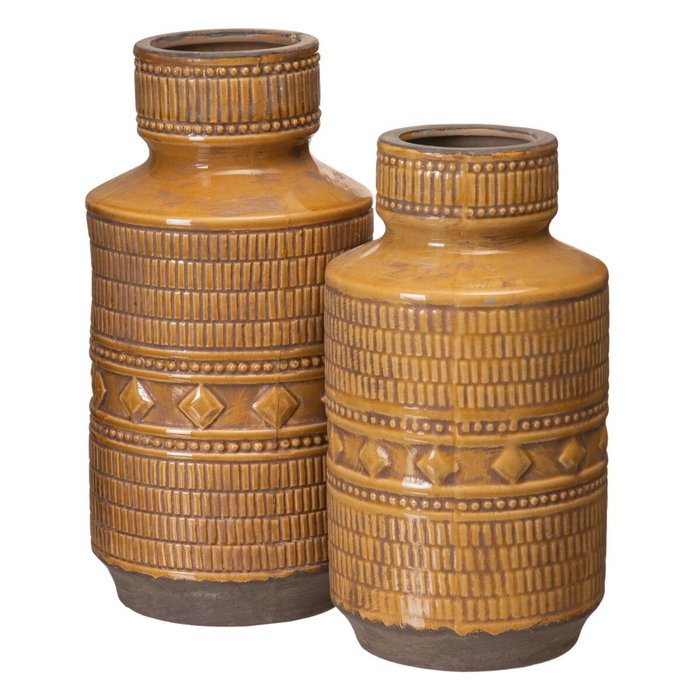 BigBuy Home Vase en Céramique Moutarde 18 x 18 x 32,5 cm