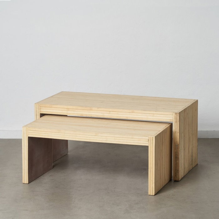 BigBuy Home Table Basse 2 Unités Bois Naturel 110 x 55 x 50 cm