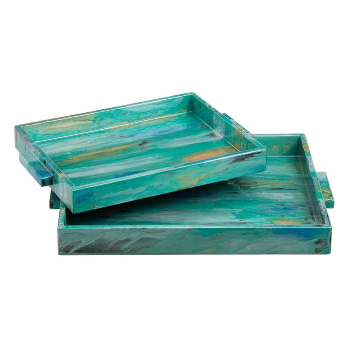BigBuy Home Plateau 45 x 33 x 4,5 cm Bleu DMF (Lot de 2) BigBuy Home Plateau 45 x 33 x 4,5 cm Bleu DMF (Lot de 2)
