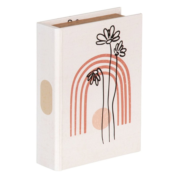 BigBuy Home Boîte Décorative Fleurs Toile 24 x 18 x 6 cm (2 Pièces)