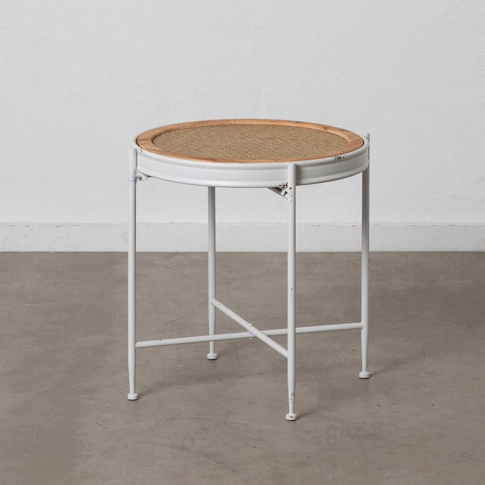 BigBuy Home Table d'appoint circulaire en métal blanc BigBuy Home Table d'appoint circulaire en métal blanc