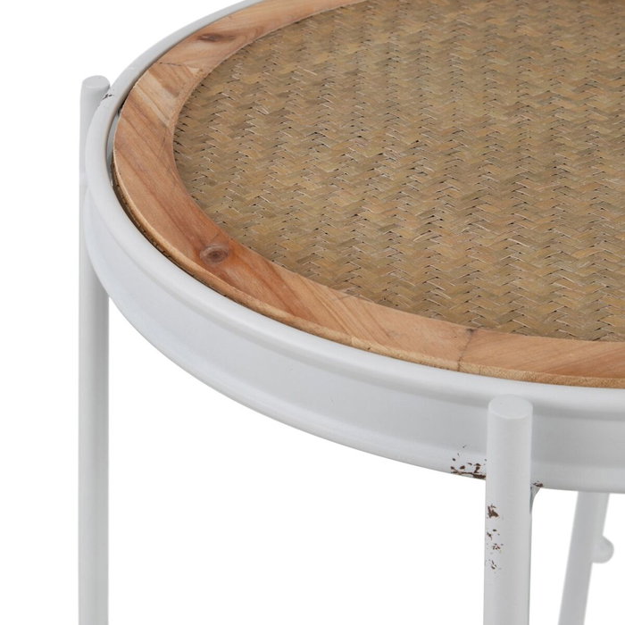 BigBuy Home Table d'appoint circulaire en métal blanc BigBuy Home Table d'appoint circulaire en métal blanc