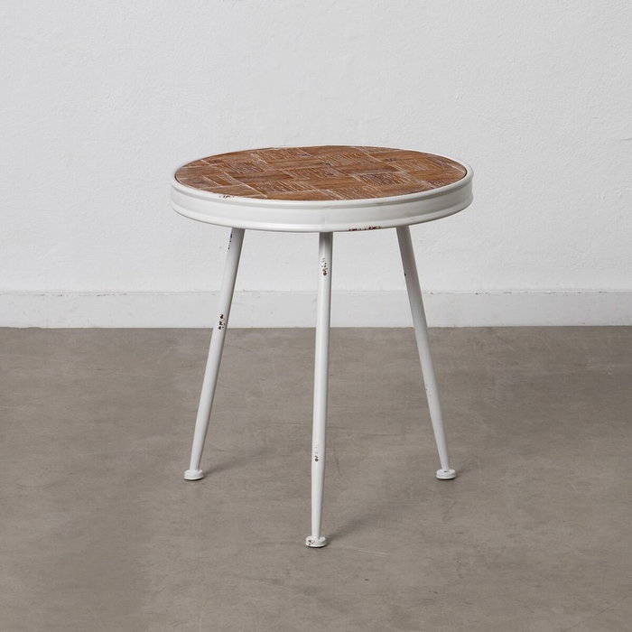 BigBuy Home Table d'appoint Naturel Métal Blanc