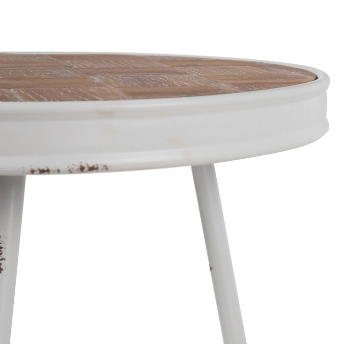 BigBuy Home Table d'appoint Naturel Métal Blanc