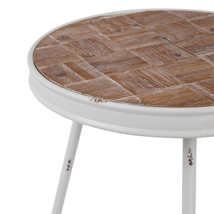BigBuy Home Table d'appoint Naturel Métal Blanc