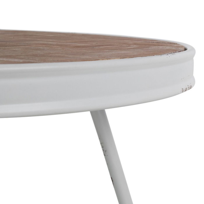 BigBuy Home Table Basse Blanc Naturel Circulaire