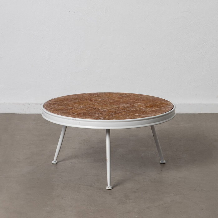 BigBuy Home Table Basse Blanc Naturel Circulaire